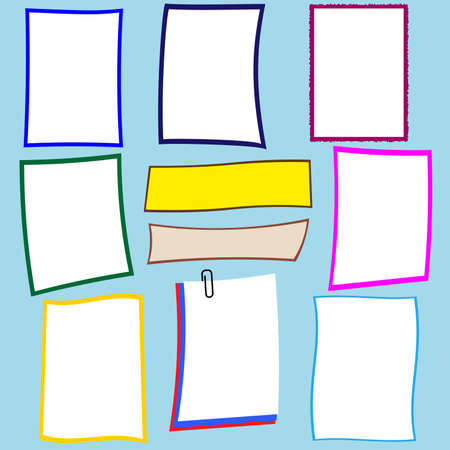 a set of vector frames and banners of different colorsのイラスト素材