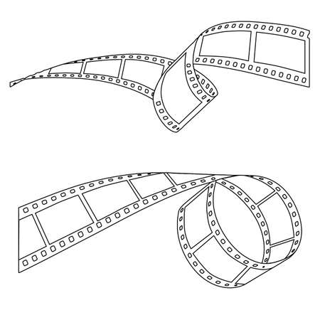 rolled film for the camera, contour black and white vector drawingのイラスト素材