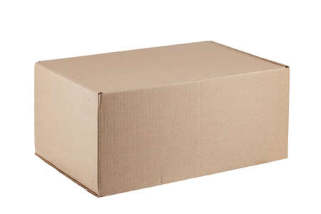 brown cardboard boxes for shoes, isolated on a white background