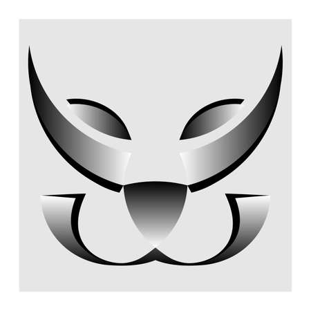 stylized image of a tiger's head with gradient fill in black and whiteのイラスト素材