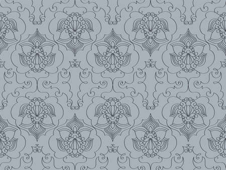 seamless botanical pattern of painted oriental motifsのイラスト素材