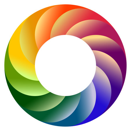 a color circle of 12 elements with a gradient fill of the solar spectrumのイラスト素材