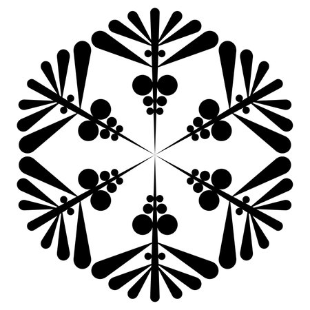 vector drawing of snowflakes, a six-pointed star on a white backgroundのイラスト素材