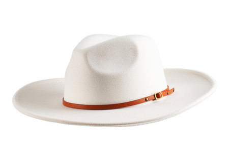 white men's felt hat in retro style, isolatedの写真素材