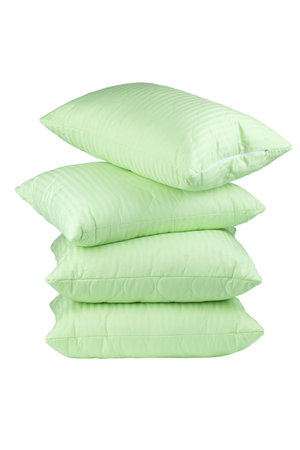 sleep pillows with cotton cover, isolate on a white backgroundの写真素材