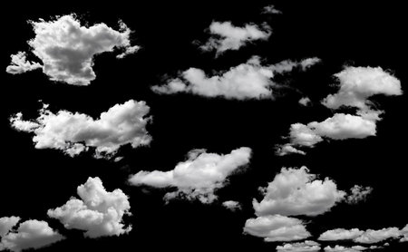 clouds isolated on a black background, isolatedの写真素材