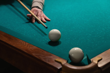billiard balls on a table with green cloth, leisure activities, sports games