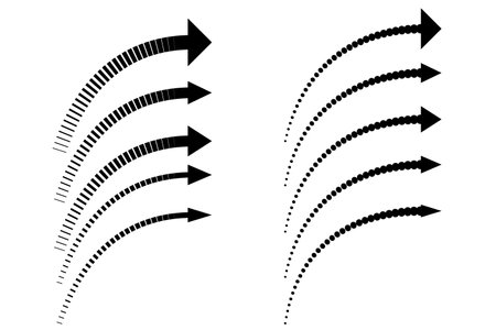 stylized arrows of various shapes and sizes for decoration and decoration, infographics, vectorのイラスト素材