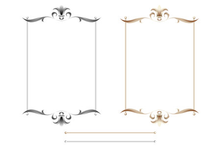 black and white set of delimiters for text, dividersのイラスト素材