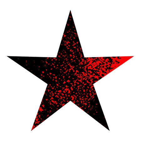 a set of five-pointed stars in red and yellow in gradient fill on a white backgroundのイラスト素材