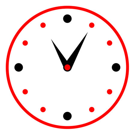 retro style round clock with hands, dial with Roman and Arabic numeralsのイラスト素材
