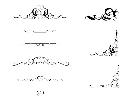 black and white set of delimiters for text, dividersのイラスト素材