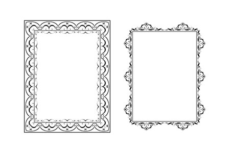 vector frames black on a white background, vintageのイラスト素材