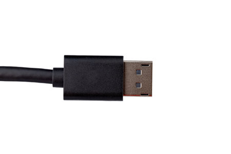 computer power cable isolated on a white backgroundの写真素材