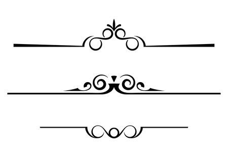 black and white set of delimiters for text, dividersのイラスト素材