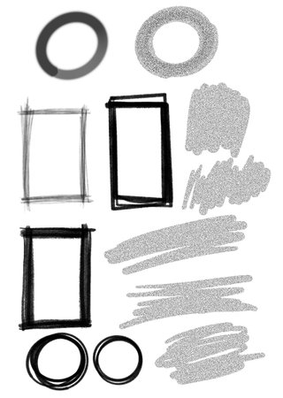 hand-painted, abstract drawing, clipart framesの写真素材