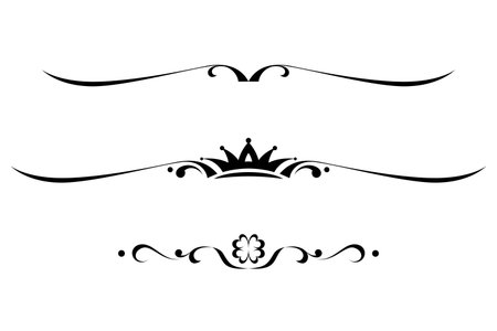 black and white set of delimiters for text, dividersのイラスト素材