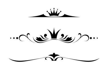 black and white set of delimiters for text, dividersのイラスト素材