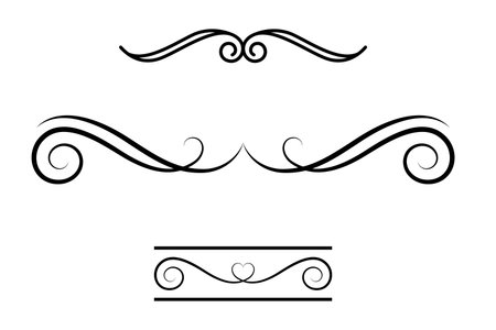black and white set of delimiters for text, dividersのイラスト素材