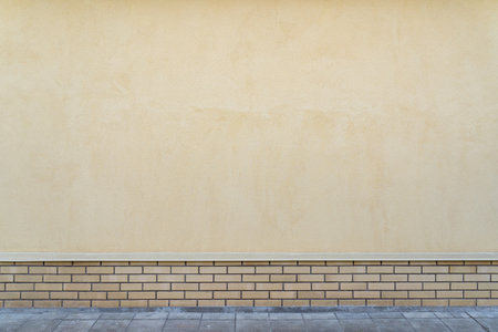 the wall of a brick house with a roof and skylights, construction industryの写真素材