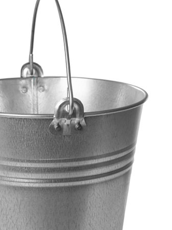 galvanized metal bucket with handle, water transfer container, well bucketの写真素材