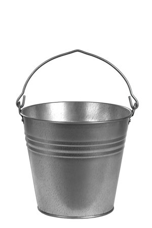 galvanized metal bucket with handle, water transfer container, well bucketの写真素材