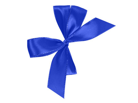 decorative ribbon bow on a gift box isolated on a white backgroundの写真素材