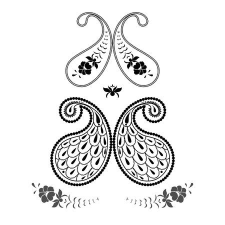 paisley with floral motifs, vector clipart on a white backgroundのイラスト素材