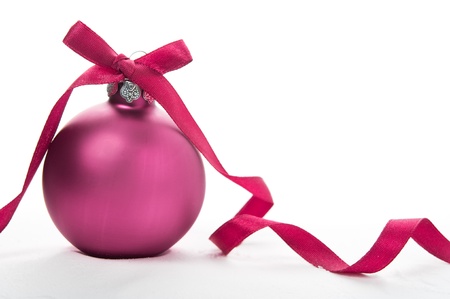 Purple xmas ball on the whiteの写真素材