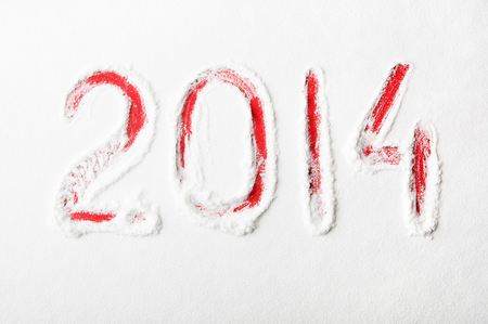 New 2014 year text on the snowの写真素材