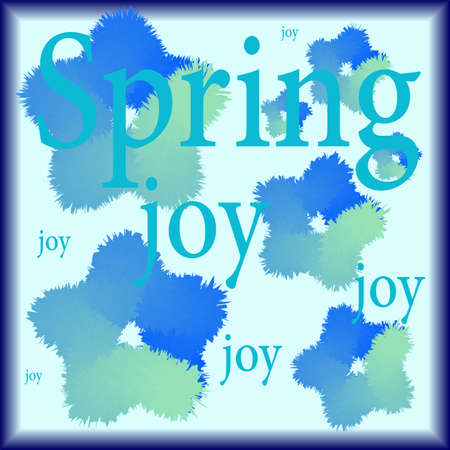vector illustration. The words spring and joy on a background of flowersのイラスト素材