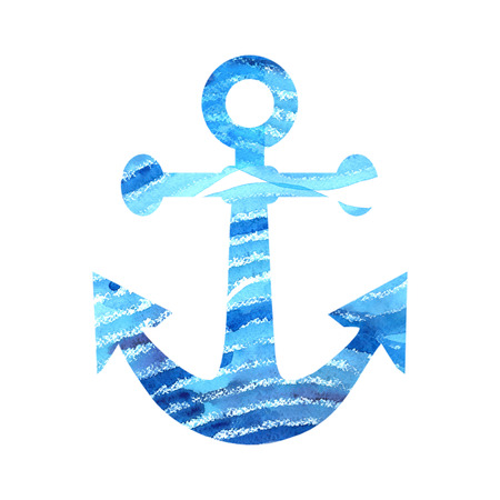 Silhouette of an anchor with watercolor backgroundの写真素材