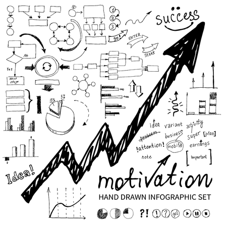 Hand drawn infographic set. Business idea doodleのイラスト素材