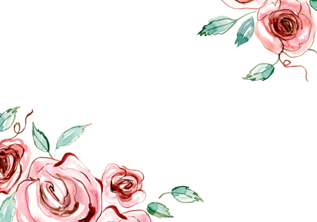 Cute watercolor flower background . Invitation. Wedding card. Birthday cardの写真素材