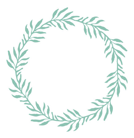 Round floral frame. Watercolor and ink hand painted illustration. High quality photoの写真素材