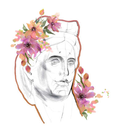Apollon Head Illustration. Creativity sketch. High quality photoの写真素材