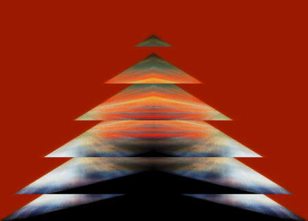 Abstraction of a pyramid on a red background. Abstract background for business cards and covers. Design for paper and postcards. Template for labeling and packaging. Design for the display and websites.の写真素材