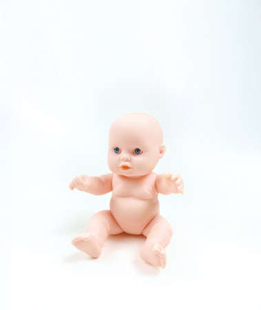 funny rubber baby toys for bathing baby doll , copy spaceの写真素材