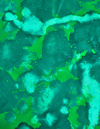 Closeup of green mint wall texture. Modern pattern for wallpaper or mockup presentation design. Hand drawn painted background. Dry border.の写真素材