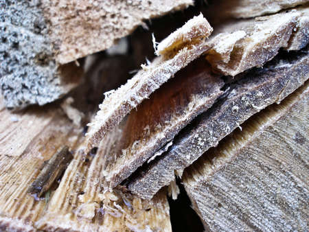 Air-drying sawn wooden plank slab pile  Timber material stacked for woodworking
