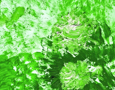 Abstract oil paint texture on canvas, green white paint strokes. Hand drawn oil painting. Color texture. Fragment of artwork. Spots of paint. Brushstrokes of paint. Modern art. Contemporary art.の写真素材