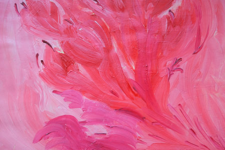 abstract oil paint texture on canvas, pink red petals. floral backgroundの写真素材