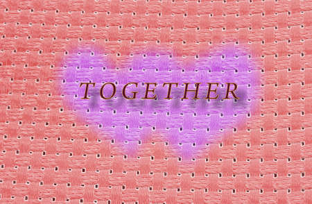 texture surface shading and blur effect, two hearts and lettering Togetherの写真素材