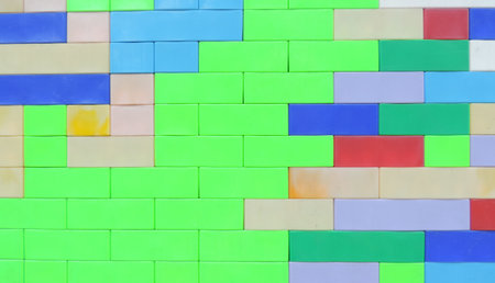plastic colored blocks rectangles, mosaic, wall decoration