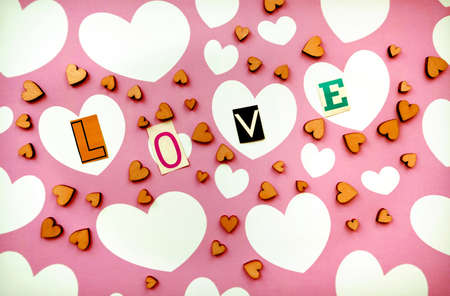 Word Love, Paper cut letters. Retroの写真素材