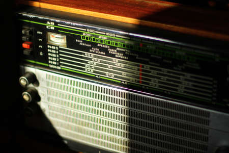 vintage radio player. manual adjustment of radio waves in the appropriate ranges.の写真素材