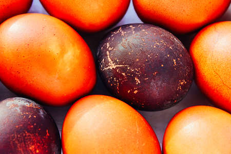 the eggs are a rich golden color after coloring with a natural onion husk dye.