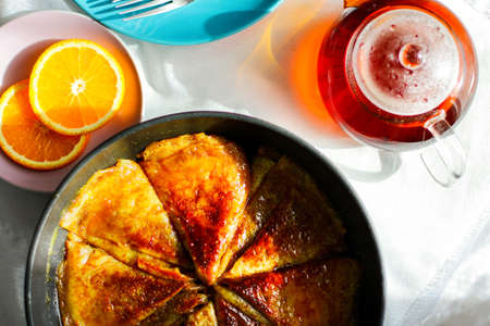 French crepe suzette with orange sauceの写真素材