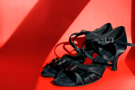 dancing shoes. Latin American dance shoes, cha-cha-cha, rumba, jive, samba, bachataの写真素材