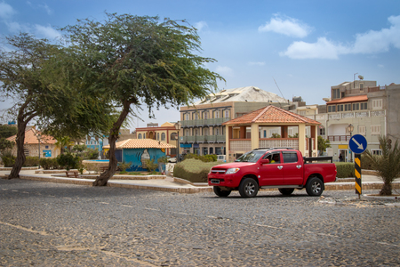 Crossing / Road in Sal Rei, Boa Vista, Cape Verde, Africaの写真素材